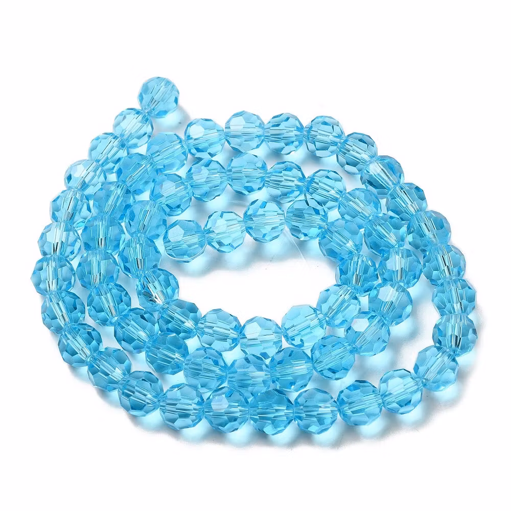 Faceted glass beads 6 mm turquoise, 1 strand