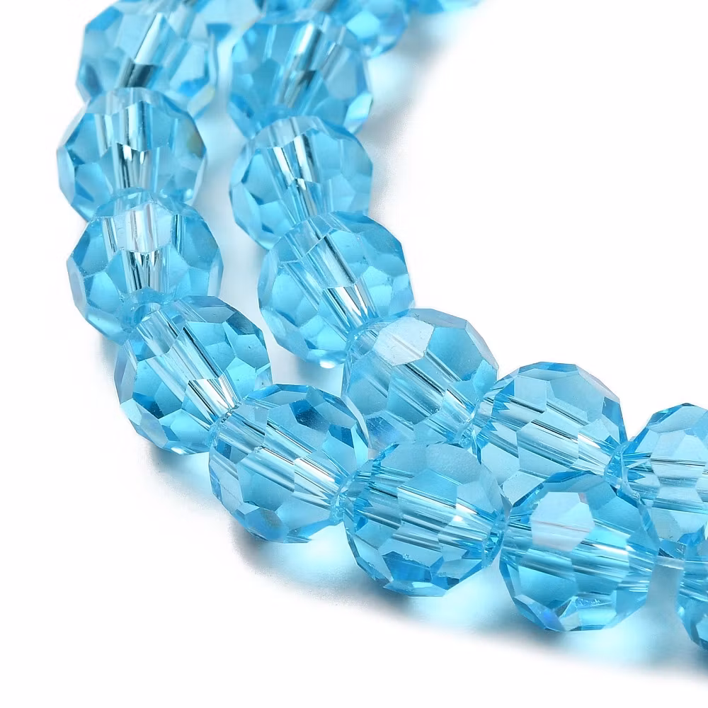 Faceted glass beads 6 mm turquoise, 1 strand