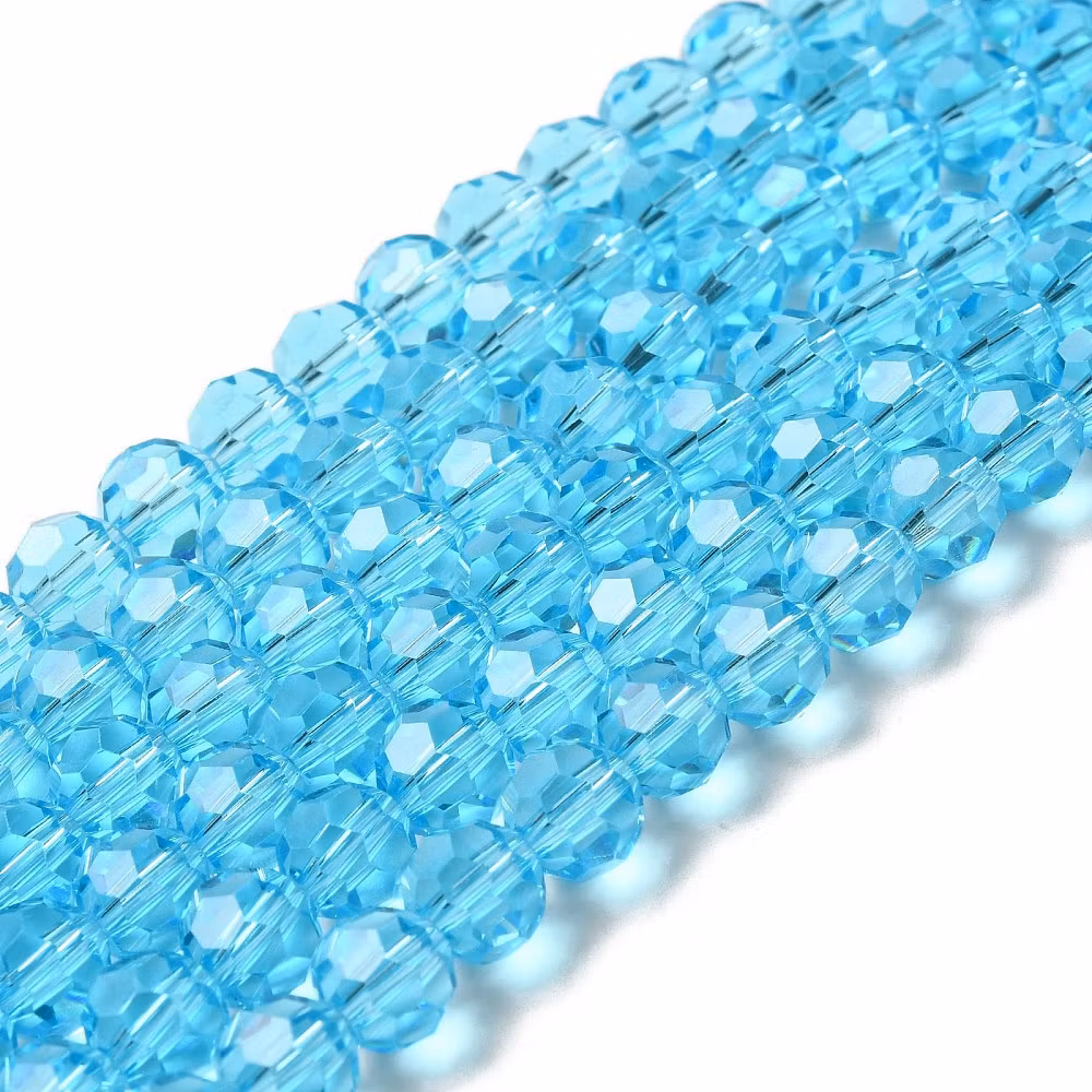 Faceted glass beads 8 mm turquoise, 1 strand