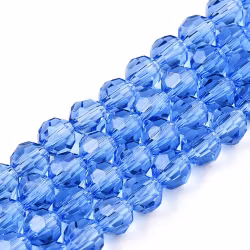 Faceted glass beads 4 mm light blue, 1 strand