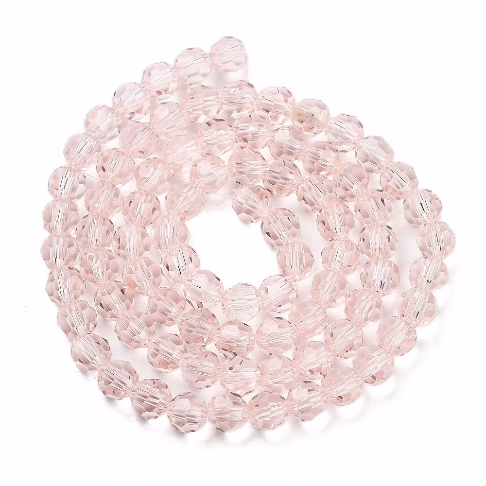 Faceted glass beads 4 mm light pink, 1 strand