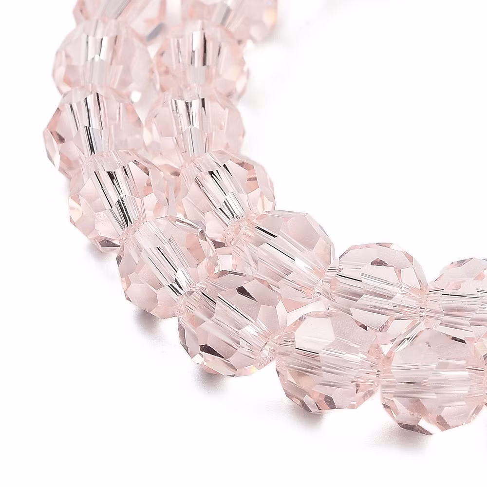 Faceted glass beads 4 mm light pink, 1 strand