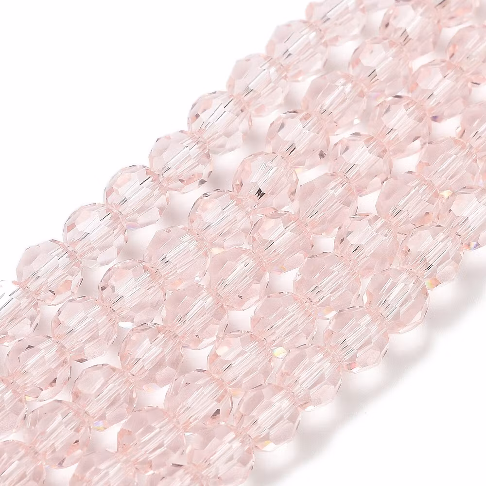 Facetterade glaspärlor 6 mm ljusrosa, 1 sträng