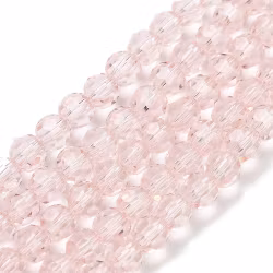 Faceted glass beads 6 mm light pink, 1 strand