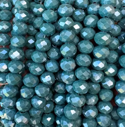REA: Facetterade abacus 8x6 mm mörkgröna glittriga, 1 sträng