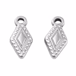 Gold-colored stainless steel charm round patterned amazonite with PVD, 1 pc.