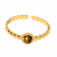 Guldfärgat rostfritt stål ring tigeröga, 1 st