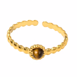 Gold-colored pendant heart tiger eye, 1 pc.