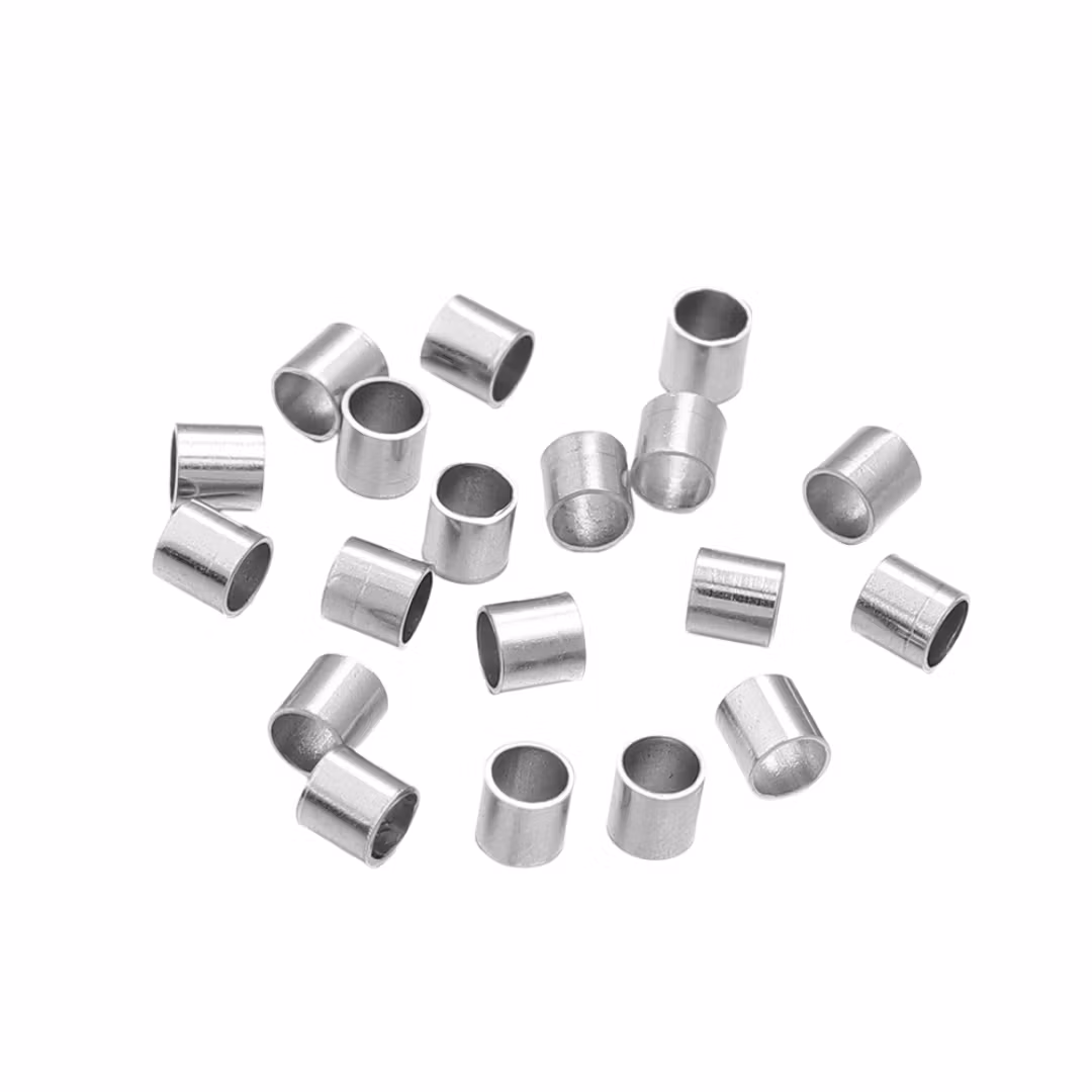 Kirurgiskt stål klämpärlor tuber 2x2 mm, ca 100 st