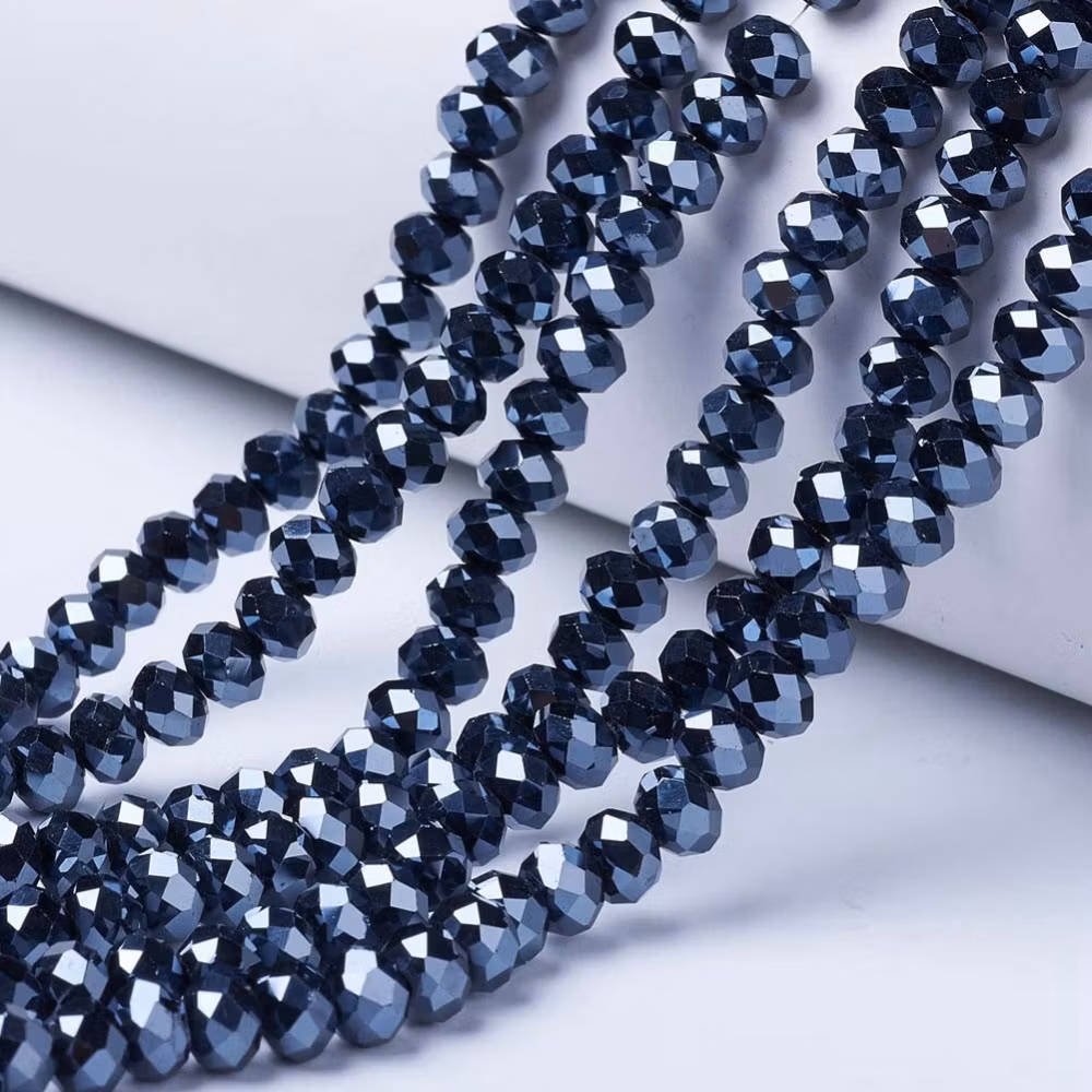 Faceted abacus 4x3 mm black glittery, 1 string