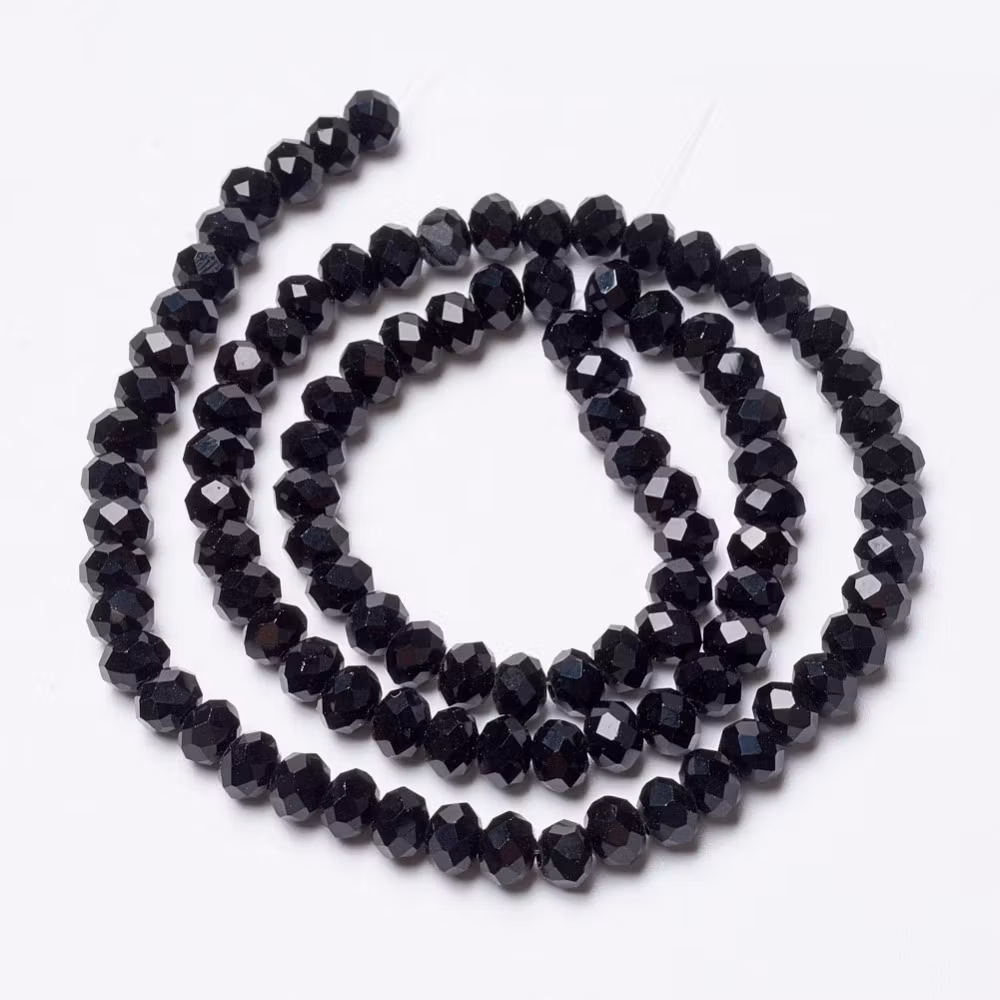 Faceted abacus 4x3 mm black, 1 string