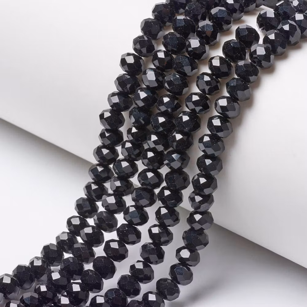 Faceted abacus 4x3 mm black, 1 string