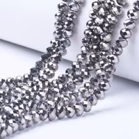 Facetterade abacus 4x3 mm electroplate silver, 1 sträng