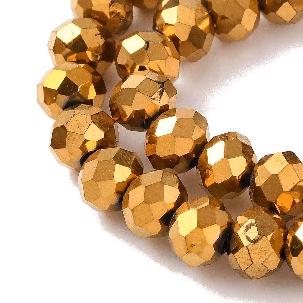 Facetterade abacus 6x4 mm electroplate guld, 1 sträng