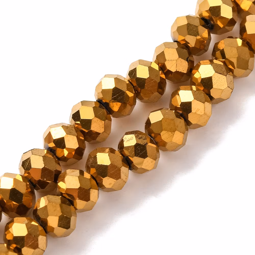 Facetterade abacus 6x4 mm electroplate guld, 1 sträng