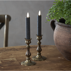 Antikljus 2-pack Flamme svart 15 cm, med timer