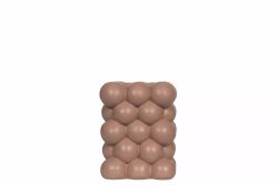 Ljusstake Bubbly brunrosa fyrkantig