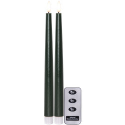 Antikljus 2-pack Flamme Slim Grön 28 cm