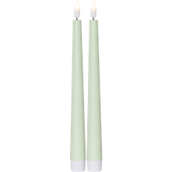 Antikljus 2-pack Flamme Candy grön 26 cm, med timer