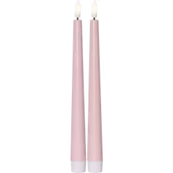 Antikljus 2-pack Flamme Candy rosa 26 cm, med timer