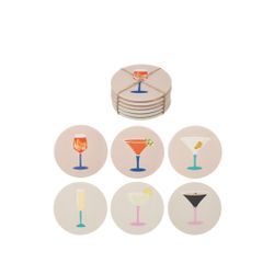 Glasunderlägg med drinkmotiv, 6-pack