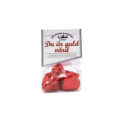 Budskapspåse hjärtan röd Du är guld värd
