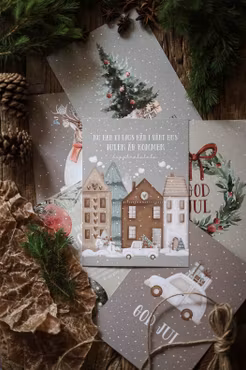 Majas julkort Nu har vi ljus här i vårt hus, julen är kommen.....