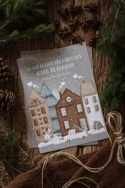 Majas julkort Nu har vi ljus här i vårt hus, julen är kommen.....