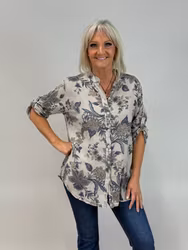 Mix by Heart Ellie blus blå/beige blommig