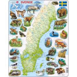 Pussel med Sverigekarta och djur