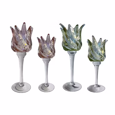 Ljuslykta Blossom på fot rosa 24 cm