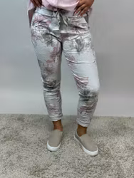 Mix by Heart Signe byxa beige med rosa blommor