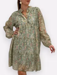 Belle blommig klänning mint