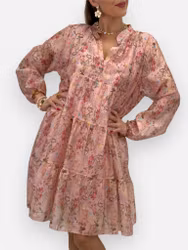 Belle blommig klänning rosa