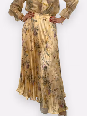 Telma plisserad maxikjol gul