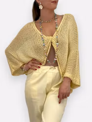 Osha glesstickad tröja med knut gul