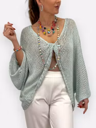 Osha glesstickad tröja med knut mint