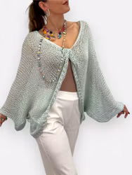 Osha glesstickad tröja med knut mint