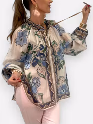 Anne blommig blus blå