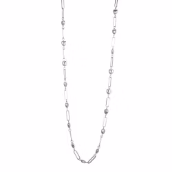 Halsband långt med länkar & hjärtan silverfärgat