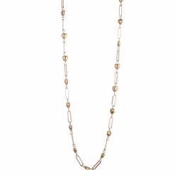 Halsband långt med länkar & hjärtan guldfärgat