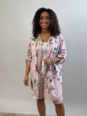 Mix by Heart Milou långskjorta blommor gammelrosa