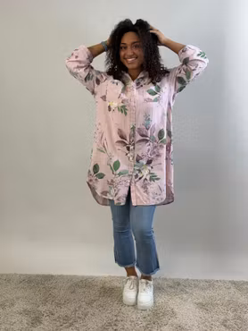 Mix by Heart Milou långskjorta blommor gammelrosa