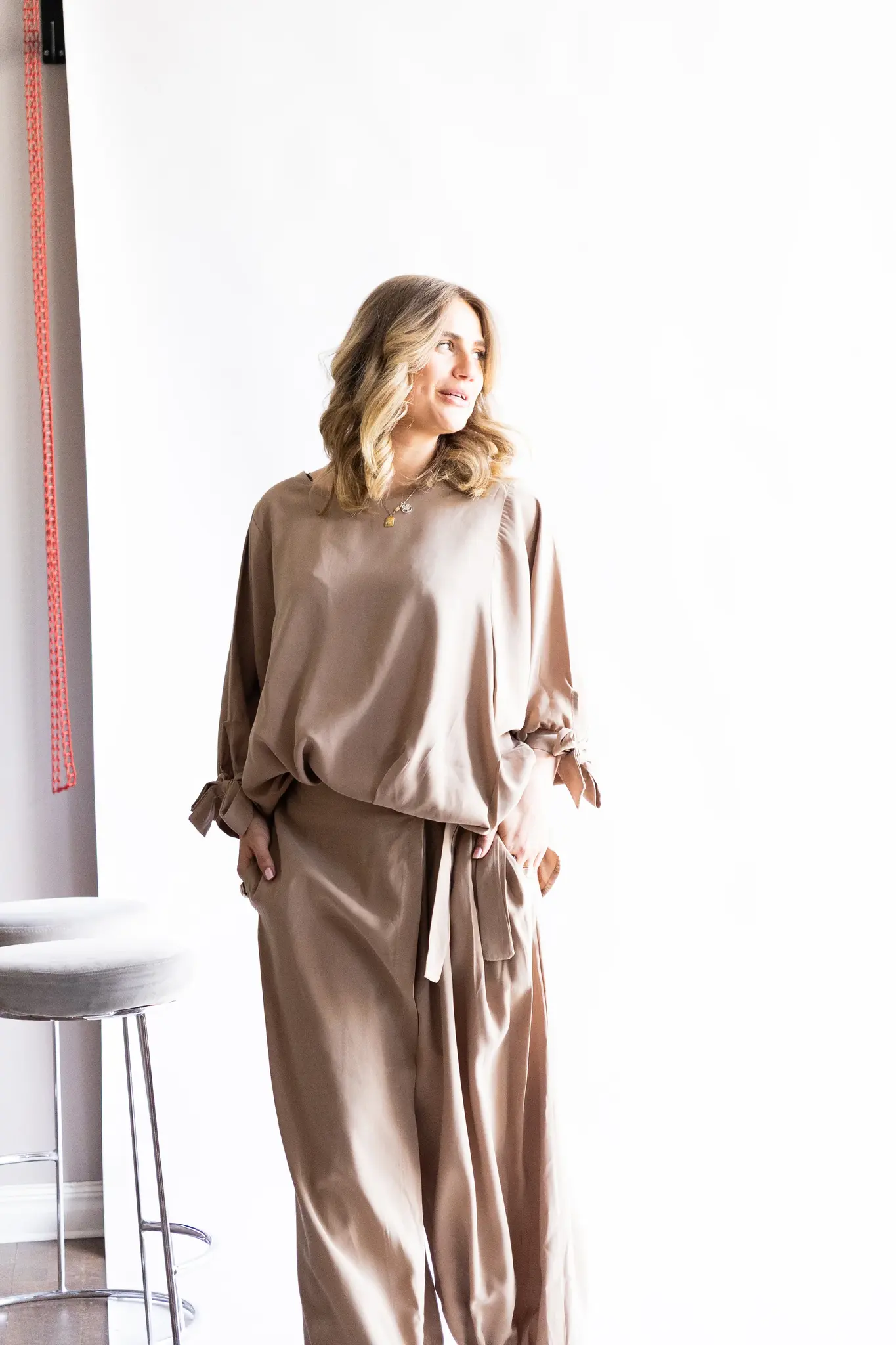 Reunion Silky Knot blus camel