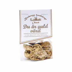 Budskapspåse hjärtan guld  Du är guld värd