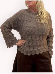 Fiore stickad tröja med mönster taupe