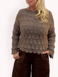 Fiore stickad tröja med mönster taupe