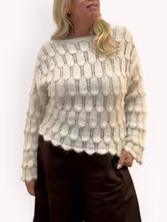 Fiore stickad tröja med mönster beige