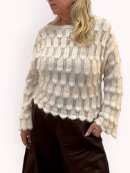 Fiore stickad tröja med mönster beige