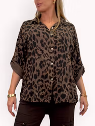 Mila leopardmönstrad skjorta brun